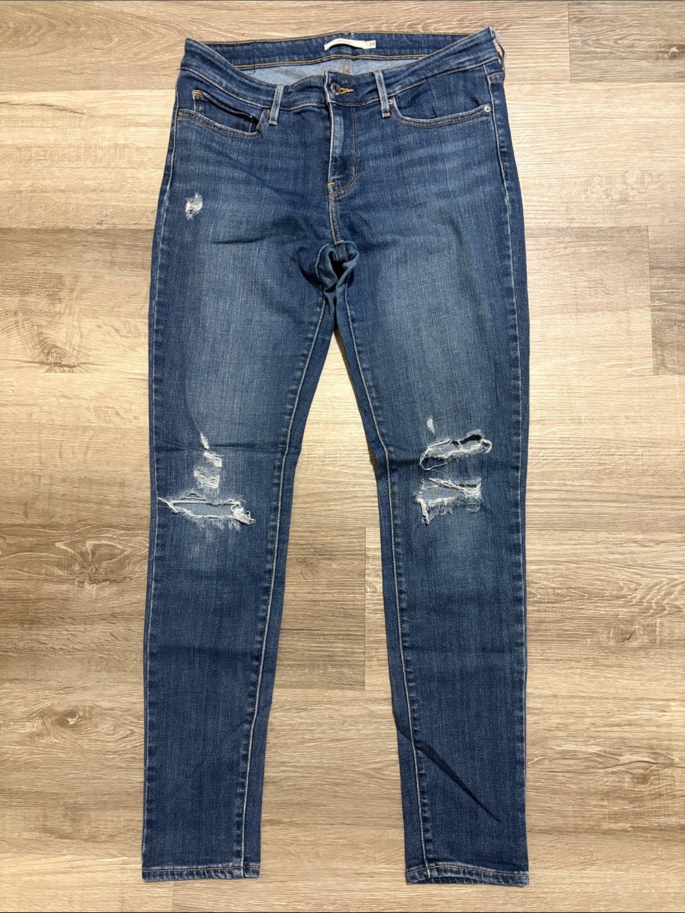 Levi's Dark Blue Distressed Skinny Jeans